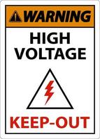 advertencia de alto voltaje mantener fuera el signo sobre fondo blanco vector