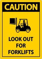 Caution 2-Way Look Out For Forklifts Sign On White Background vector