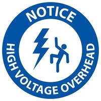 Notice High Voltage Overhead Sign On White Background vector