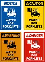 Caution Watch For Forklifts Sign On White Background vector