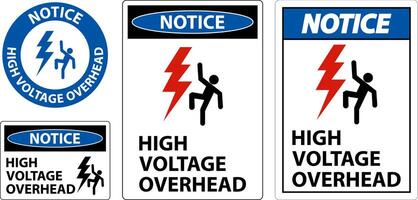 Notice High Voltage Overhead Sign On White Background vector