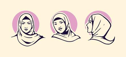 hijab illustration set vector