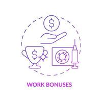 Work bonuses purple gradient concept icon. Vaccination rewards abstract idea thin line illustration. Gifts for vaccinated workers. Offering compensation. Vector isolated outline color drawing