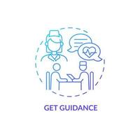 Get guidance blue gradient concept icon. Annual checkup abstract idea thin line illustration. Personal recommendations and treatment. Doctors advice. Vector isolated outline color drawing