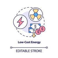 Low-cost energy concept icon. Nuclear energy advantage abstract idea thin line illustration. Cost competitive power source. Cheapest option. Vector isolated outline color drawing. Editable stroke