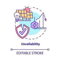 Unreliability concept icon. Renewable energy disadvantage abstract idea thin line illustration. Dependence on atmospheric conditions. Vector isolated outline color drawing. Editable stroke