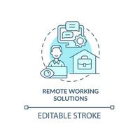 Remote working solutions blue concept icon. Distant job. Track productivity at home. Employee monitoring abstract idea thin line illustration. Vector isolated outline color drawing. Editable stroke