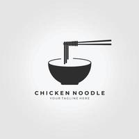 Chicken Noodle Logo Vector Illustration Design Vintage Icon Template