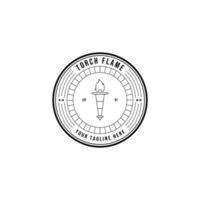 Torch Flame Logo Vector Illustration Design Emblem Line Art Linear