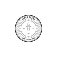 Torch Flame Logo Vector Illustration Design Emblem Line Art Linear