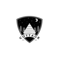 bosque cabaña de madera logo vector ilustración diseño vintage emblema