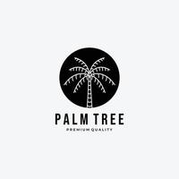 emblema de palmera o cocotero logo línea arte vector diseño vintage, paraíso concepto ilustración, palma para negocios