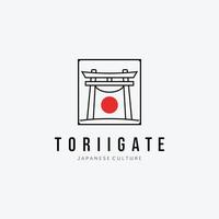 logotipo vectorial de la puerta torii japonesa, diseño e ilustración de la puerta tori de la cultura tradicional vector