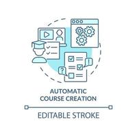 Automatic course creation blue concept icon. Education technology abstract idea thin line illustration. Isolated outline drawing. Editable stroke. Roboto-Medium, Myriad Pro-Bold fonts used vector