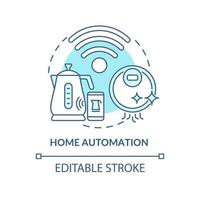 Home automation blue concept icon. Gadgets and devices. Household technology abstract idea thin line illustration. Isolated outline drawing. Editable stroke. Roboto-Medium, Myriad Pro-Bold fonts used vector