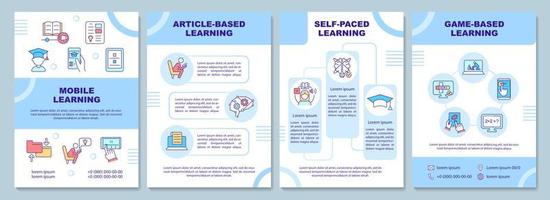 Elearning platforms types brochure template. Booklet print design with linear icons. Vector layouts for presentation, annual reports, ads. Arial-Black, Myriad Pro-Regular fonts used