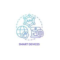 Smart devices blue gradient concept icon. Innovative technology abstract idea thin line illustration. Autonomous equipment. Smart home integration. Isolated outline drawing. Myriad Pro-Bold font used vector