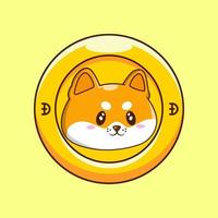 ilustración de vector de criptomoneda de dibujos animados dogecoin shiba inu