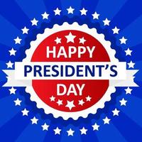 happy president's day ribbon with stars blue color background social media template vector