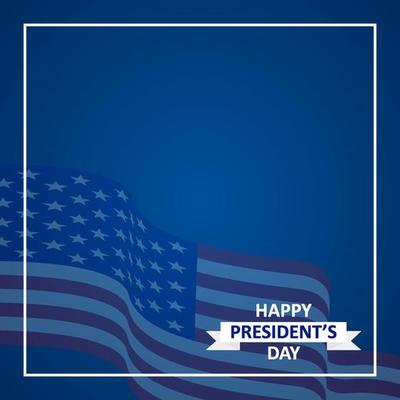 happy president's day in white frame with copy space area text space template