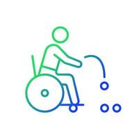 icono de vector lineal de gradiente de boccia. deporte de lanzamiento de pelota de precisión. juego competitivo deportista con discapacidad física. símbolo de color de línea delgada. pictograma de estilo moderno. dibujo de contorno aislado vectorial