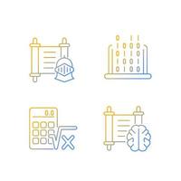 Humanities and applied subjects gradient linear vector icons set. Algebra, IT classes in educational institutions. Thin line contour symbols bundle. Isolated outline illustrations collection