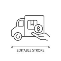 Relocation assistance linear icon. Employee perk. Covering moving-related expenses. Thin line customizable illustration. Contour symbol. Vector isolated outline drawing. Editable stroke