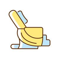 Massage chair RGB color icon. Massaging equipment. Spa salon, center. Muscle relieving. Back sore and pain reducing. Body care. Isolated vector illustration. Simple filled line drawing