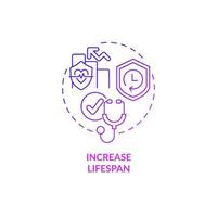 Increase lifespan purple gradient concept icon. Annual checkup benefit abstract idea thin line illustration. Yearly medical testing. Healthcare. Vector isolated outline color drawing