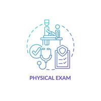 Physical exam blue gradient concept icon. Annual medical examination abstract idea thin line illustration. Medical checkup. Healthcare. Clinical exam. Vector isolated outline color drawing