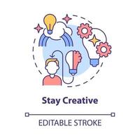 Stay creative concept icon. Use fantasy to change world. Balanced lifestyle abstract idea thin line illustration. Isolated outline drawing. Editable stroke. Roboto-Medium, Myriad Pro-Bold fonts used vector