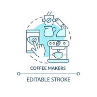 Coffee maker blue concept icon. Home automated devices. Daily automation abstract idea thin line illustration. Isolated outline drawing. Editable stroke. Roboto-Medium, Myriad Pro-Bold fonts used vector