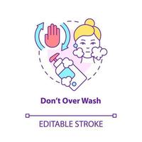 Dont overwash concept icon. Save skin balance. Skincare procedure to restrict abstract idea thin line illustration. Isolated outline drawing. Editable stroke. Roboto-Medium, Myriad Pro-Bold fonts used vector