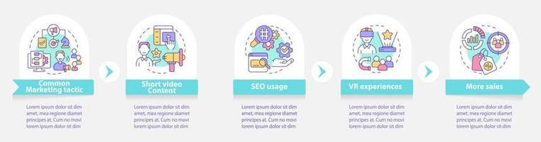 tendencias de marketing que proporcionan una plantilla infográfica redonda. visualización de datos con 5 pasos. gráfico de información de la línea de tiempo del proceso. diseño de flujo de trabajo con iconos de línea. innumerables fuentes pro-negrita y regulares utilizadas vector