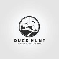 Duck Hunt Wildlife Logo Vector Illustration Design Vintage Emblem Icon