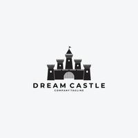 sueño castillo logo vector ilustración vintage diseño arte