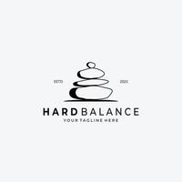 Hard Balance Stone Logo Vector Design Illustration Vintage, Line Art Stone, Simple Logo Spa, Healthy Care Logo