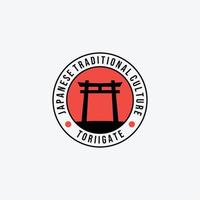 Badge of Torii Gate Japan Logo Vintage Vector, Illustration Design of Japanese Traditional Temple Culture vector