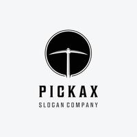 Minimalist Pickaxe Vintage Logo Vector, Design of Mining Illustration, Carpentry Concept Logo vector