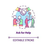 Ask for help concept icon. Happiness mindset strategy abstract idea thin line illustration. Importance of collaboration and support. Vector isolated outline color drawing. Editable stroke