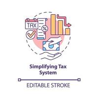 Simplifying tax system concept icon. Tax code simplification abstract idea thin line illustration. Taxation issues. Benefits of simplification. Vector isolated outline color drawing. Editable stroke