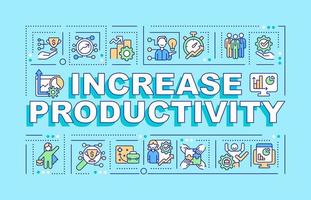 Increase productivity word concepts banner. Employee performance. Infographics with linear icons on blue background. Isolated creative typography. Vector outline color illustration with text