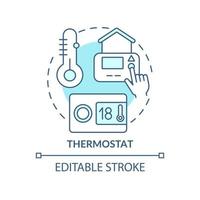 Thermostat blue concept icon. Smart household. Daily automation abstract idea thin line illustration. Isolated outline drawing. Editable stroke. Roboto-Medium, Myriad Pro-Bold fonts used vector