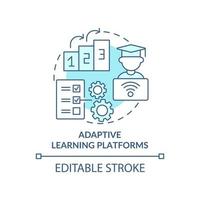 Adaptive learning platforms blue concept icon. Software for students abstract idea thin line illustration. Isolated outline drawing. Editable stroke. Roboto-Medium, Myriad Pro-Bold fonts used vector