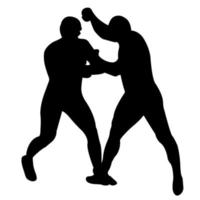 Outline silhouette of a wrestler athlete in wrestling. Greco Roman, freestyle, classical wrestling. Fighting game. Flat style. vector