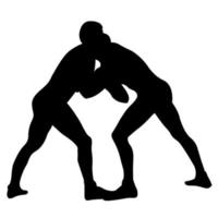Outline silhouette of a wrestler athlete in wrestling. Greco Roman, freestyle, classical wrestling. Fighting game. Flat style. vector