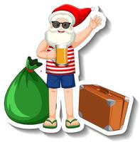 Santa Claus drinking beer in summer theme vector