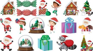 Set of isolated objects of christmas theme vector