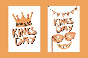 Postcards and flyers for King s Day in the Netherlands vector