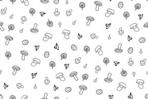 Seamless black and white pattern with mushrooms vector